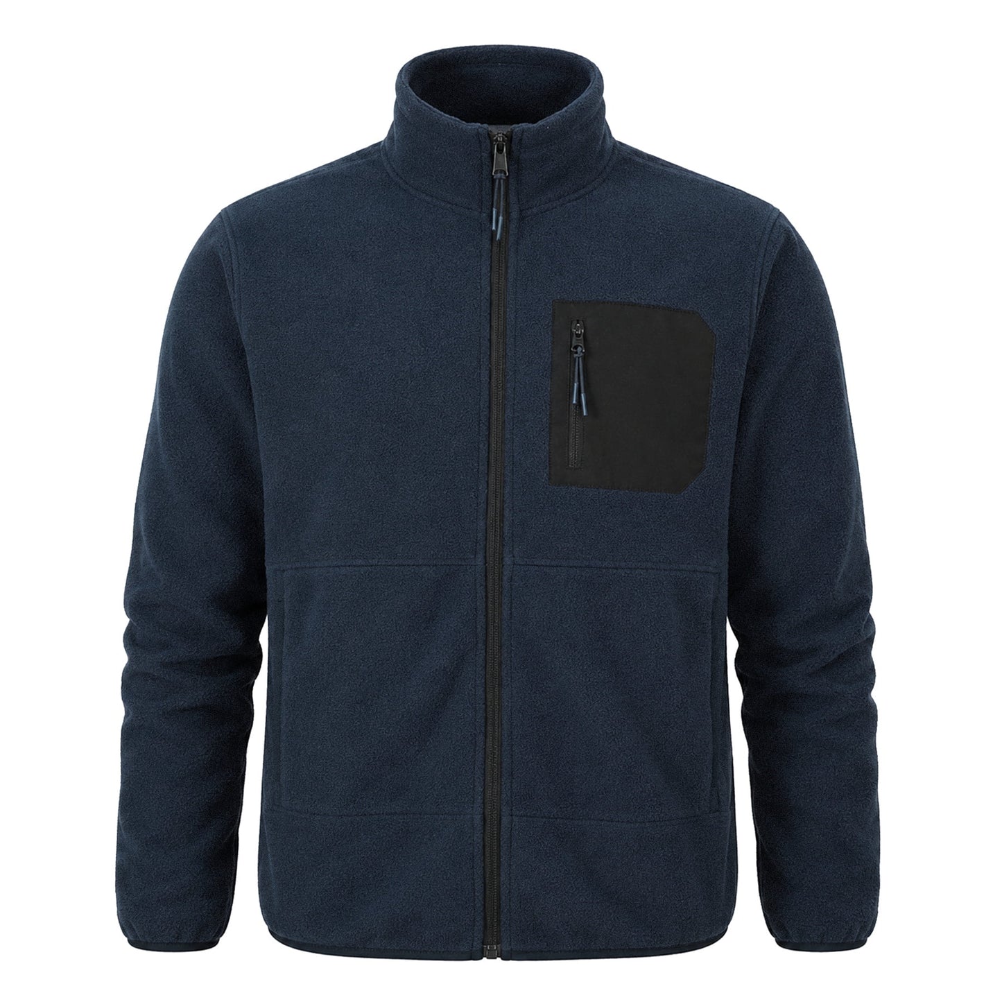 YOUTHUP Men's Full-Zip Fleece Jacket Classic Straight Fit Stand Collar Warm Winter Coat Outdoor Casual Layering Outerwear