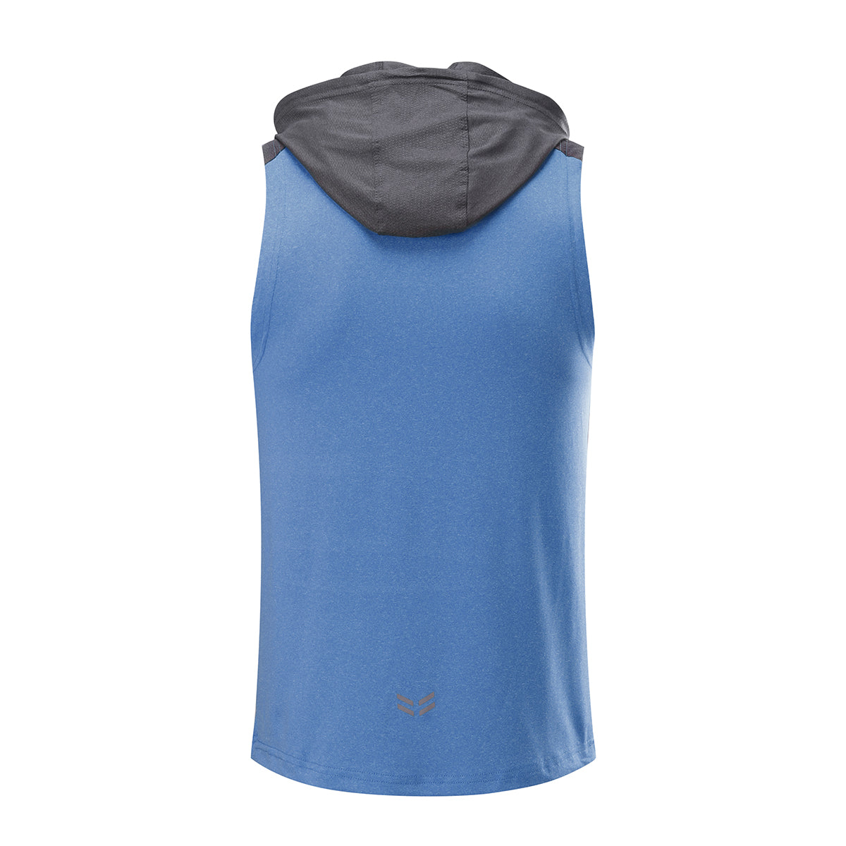 Men's hooded sleeveless color blocked sports casual vest sky blue