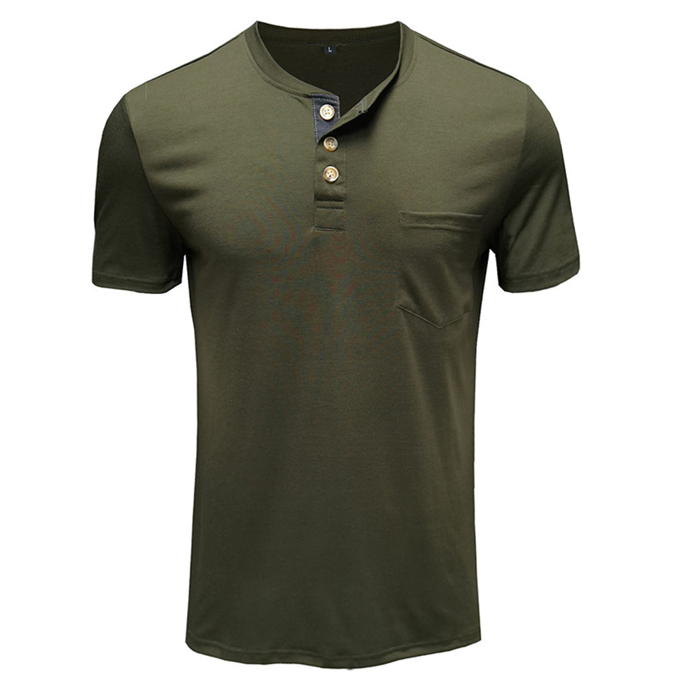 Men's Solid Color Half-Zip T-Shirt Green