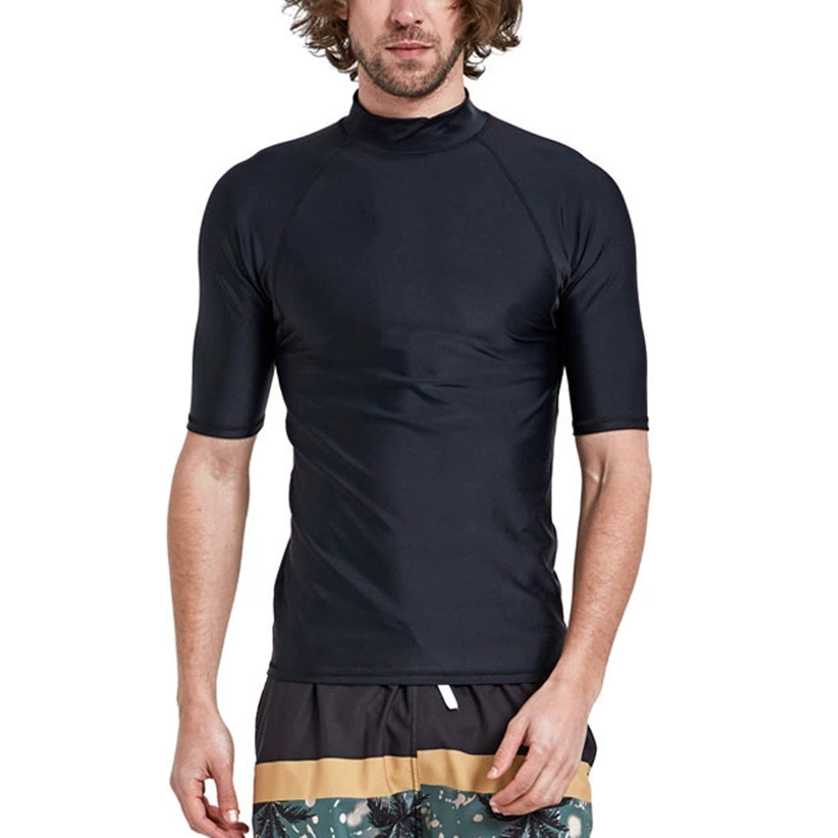 Men's turtleneck, slim-fitting, split-sleeve wetsuits in black