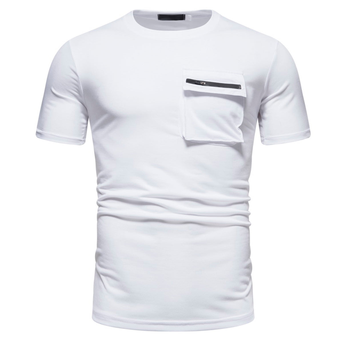 Men's Solid Color Round Neck Short Sleeve T-Shirt Black