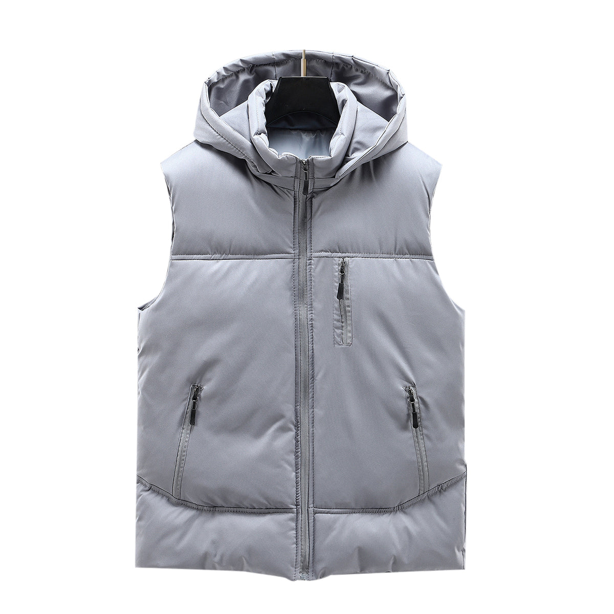 Men's solid color zipper casual vest gray