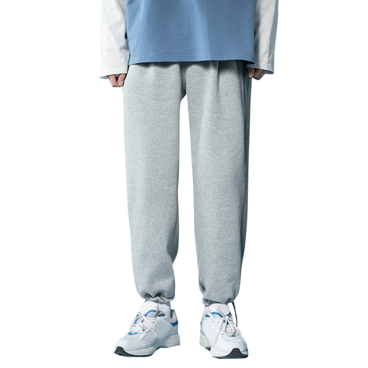 Men's drawstring loose sports casual pants light gray