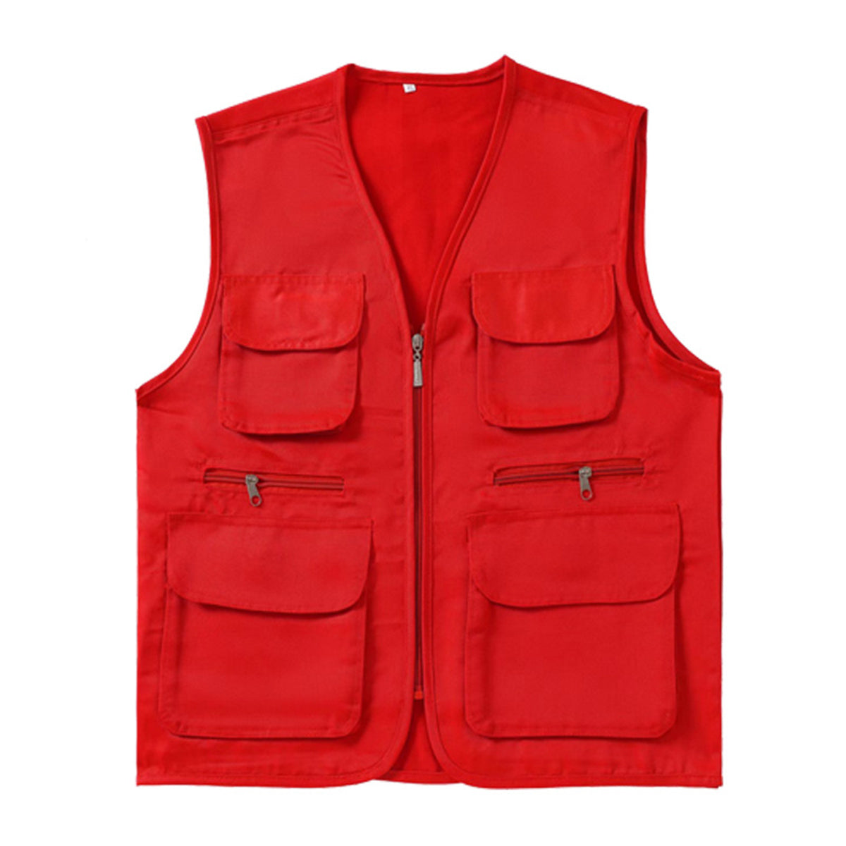 Men's solid color straight tube zipper vest in red