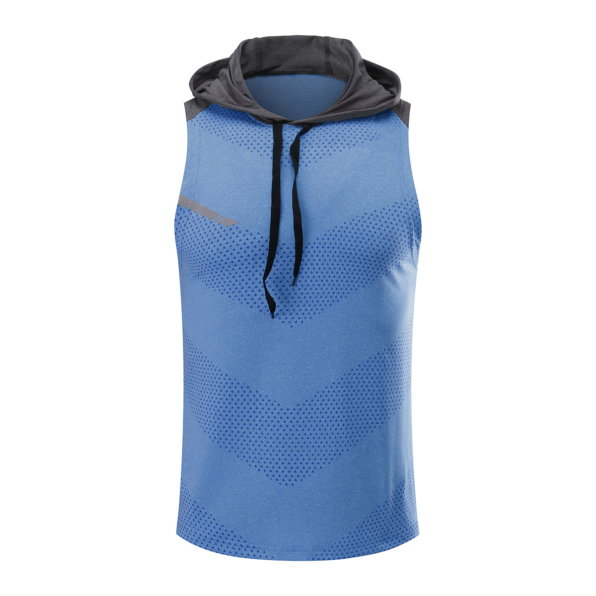 Men's hooded sleeveless color blocked sports casual vest sky blue
