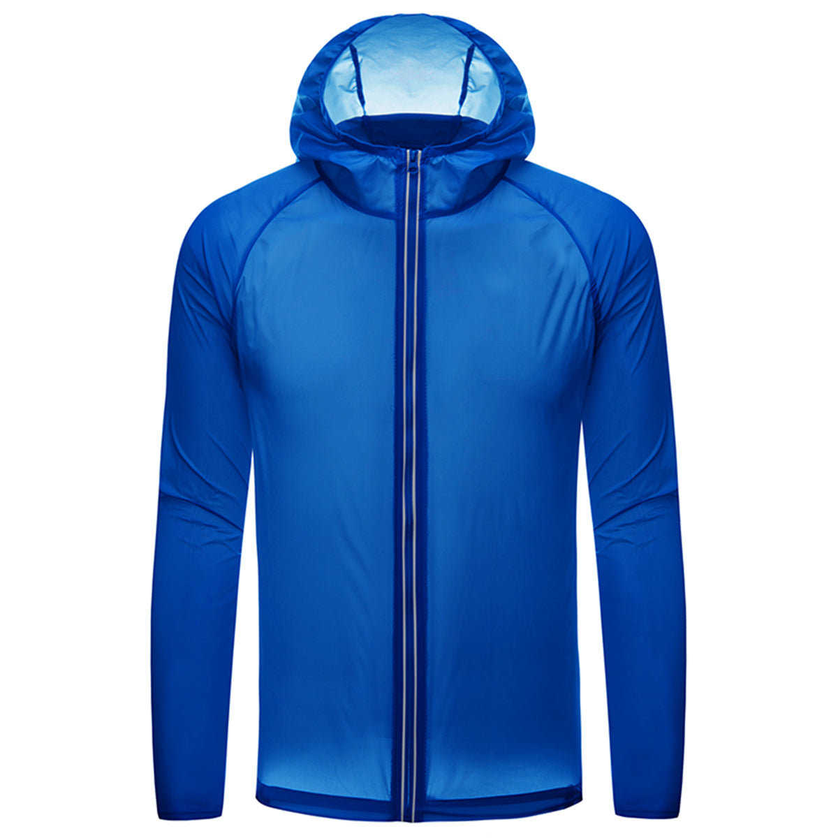 Men's solid color zipper hooded reflective sun protection clothing rose red