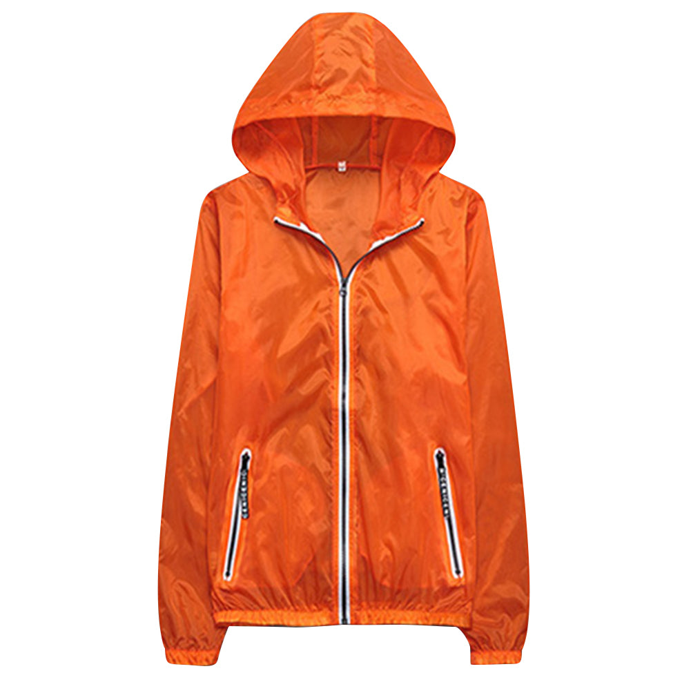 Men's hooded solid color sun protection clothing fluorescent green