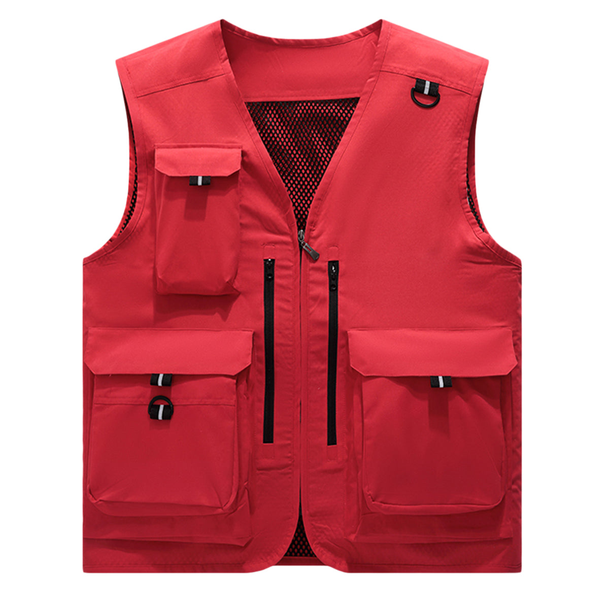 Men's multi pocket casual vest in red