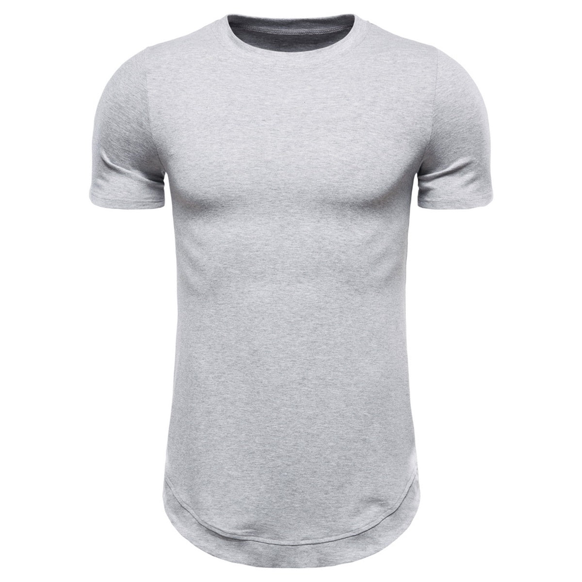 Men's round neck solid color mid-length short-sleeved T-shirt black