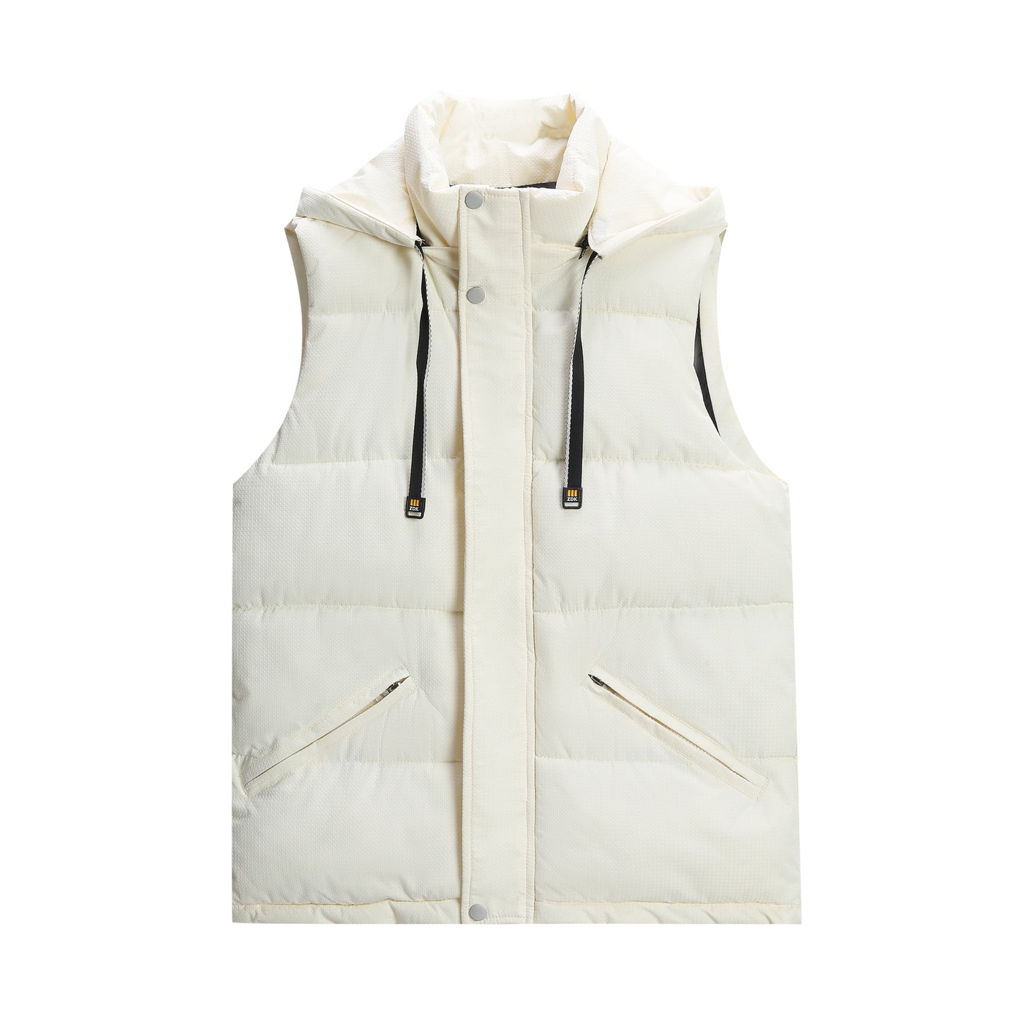 Men's solid color hooded vest in beige
