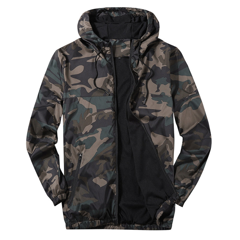 Men's hooded drawstring jacket all camouflage