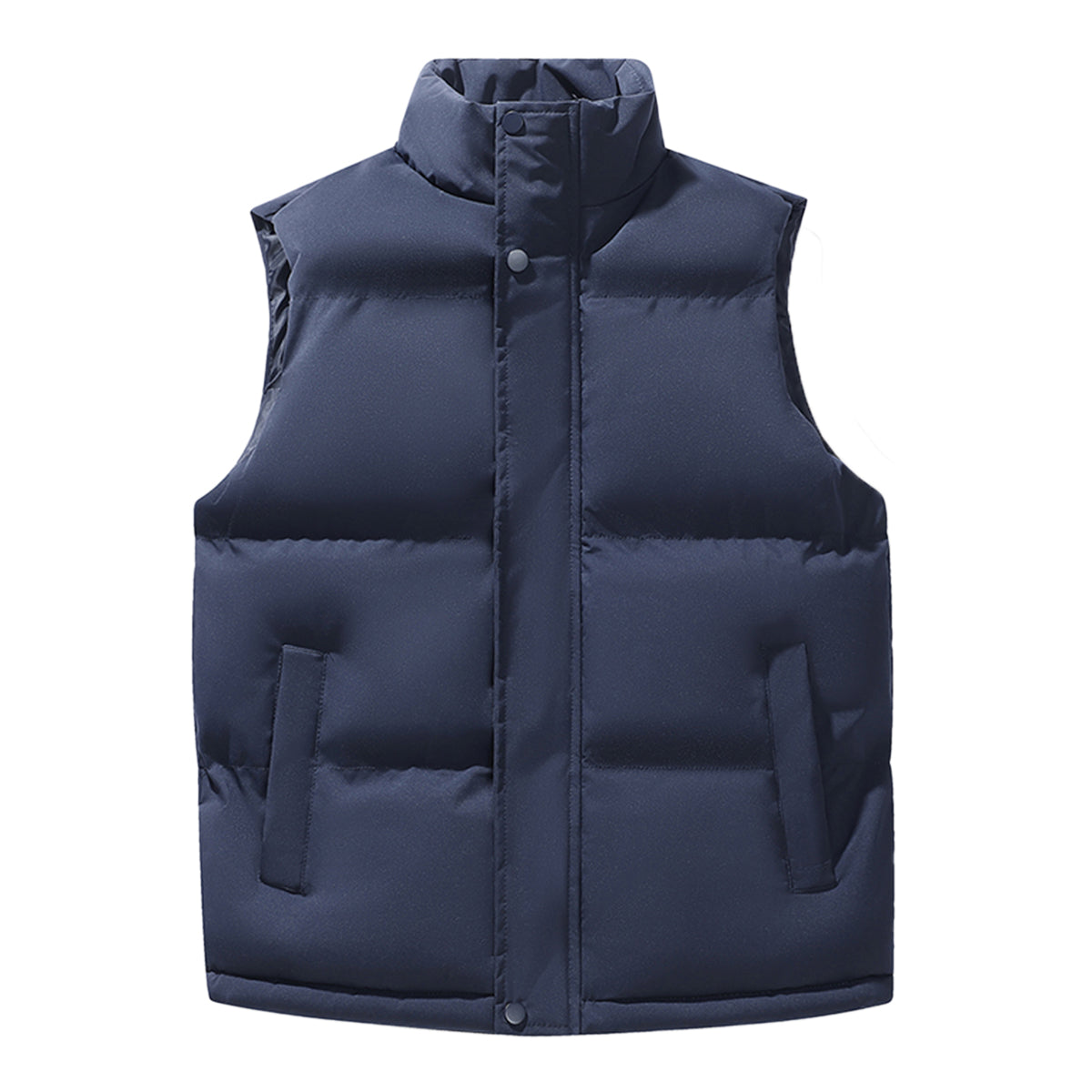 Men's solid color stand up collar vest in blue