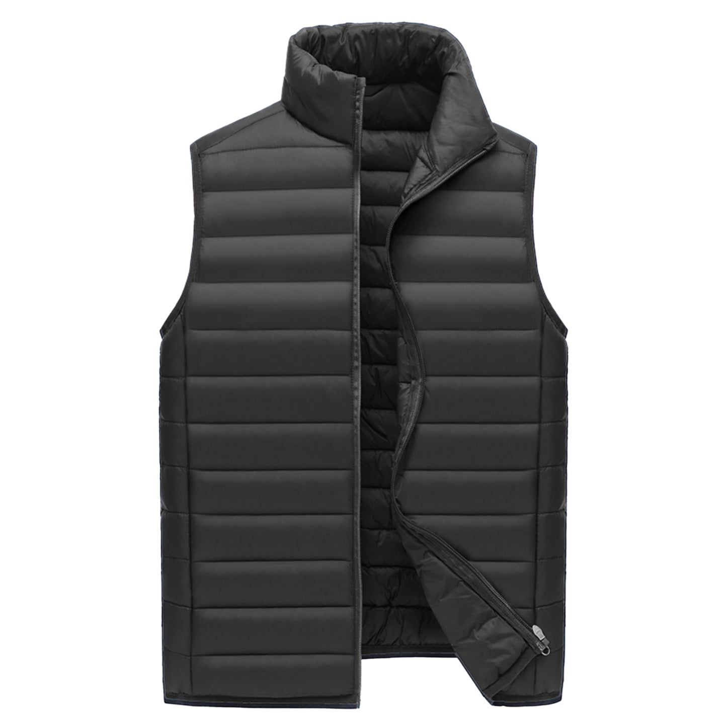 Men's solid color stand collar vest black