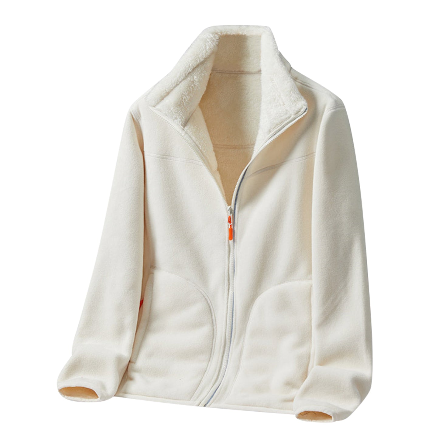 Men's solid color stand collar jacket ivory white