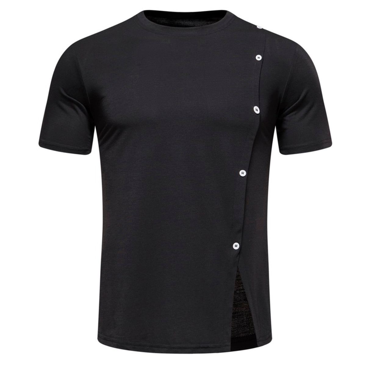 Men's Solid Color Round Neck Short Sleeve T-Shirt Light Gray