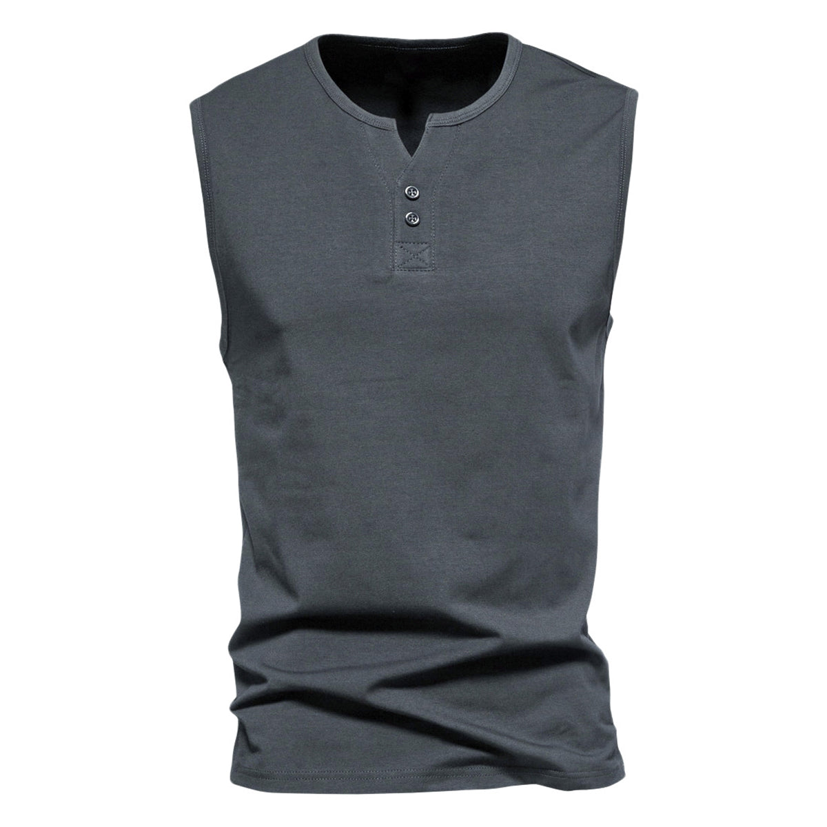 Men's solid color V-neck sleeveless vest in dark gray