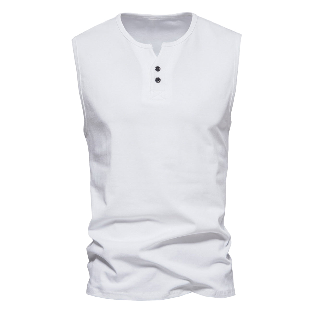 Men's solid color V-neck sleeveless vest white