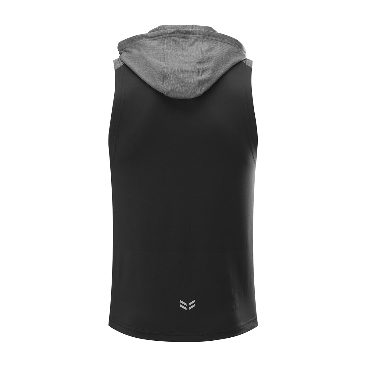 Men's hooded sleeveless color blocked sports casual vest black