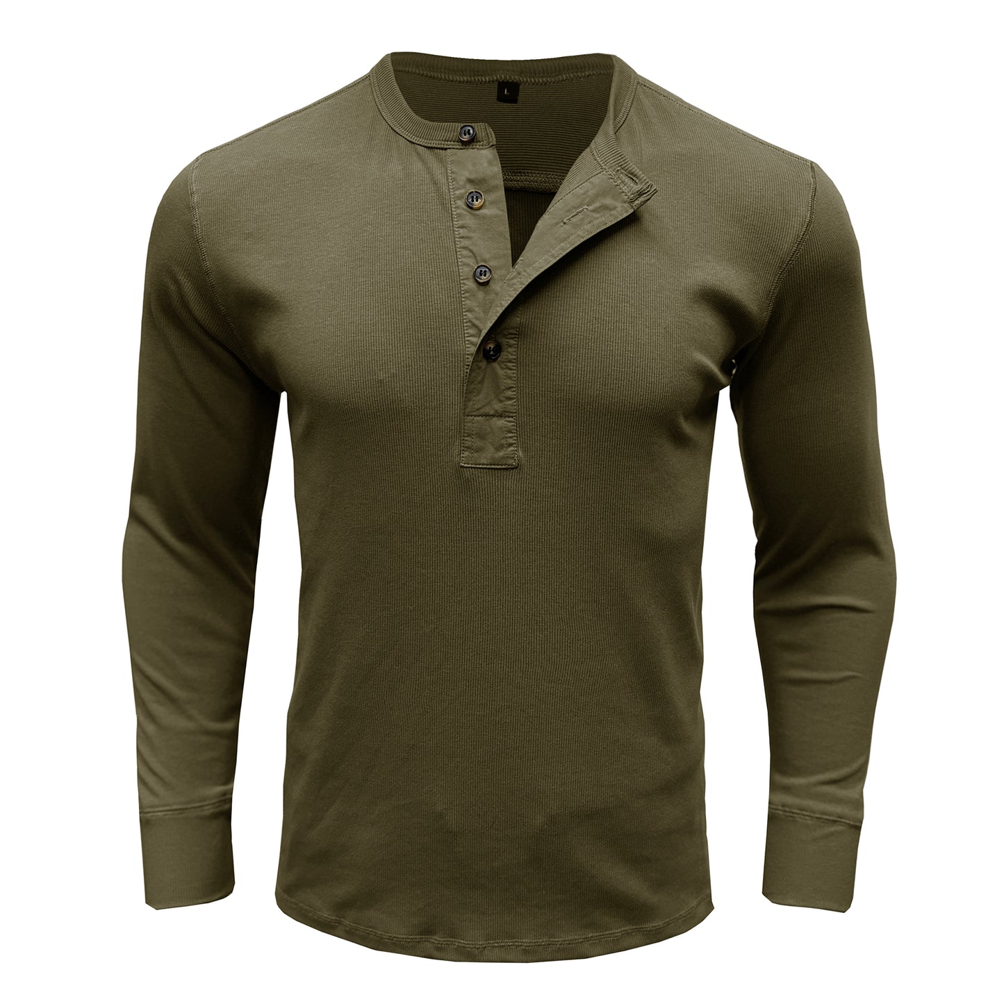 Men Solid Round Neck Slim Fit T-shirt army green