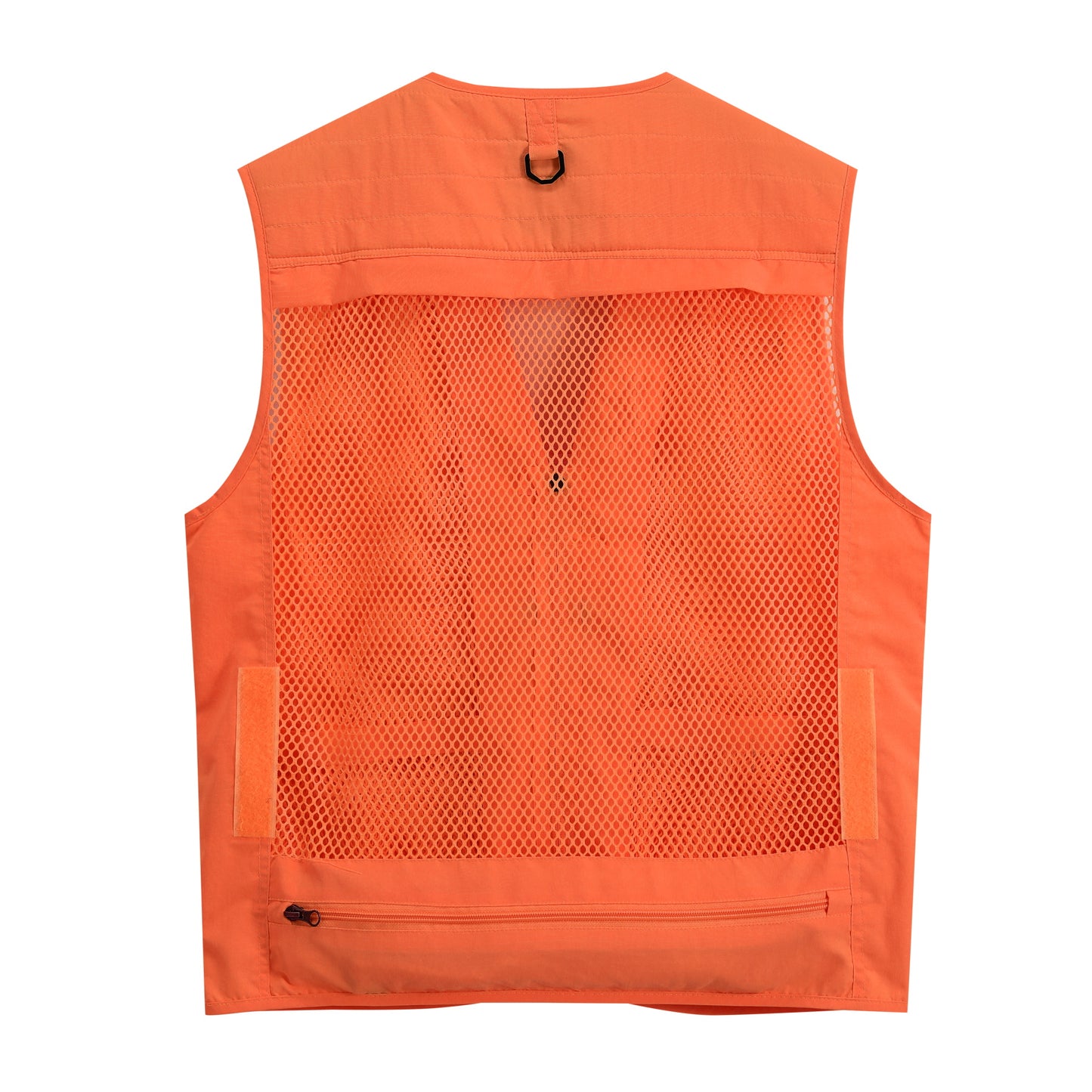 Men's V-neck solid color outdoor multi pocket casual vest orange