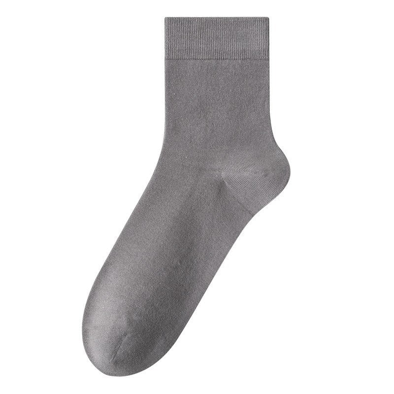 Men's solid color sports casual middle tube socks dark gray