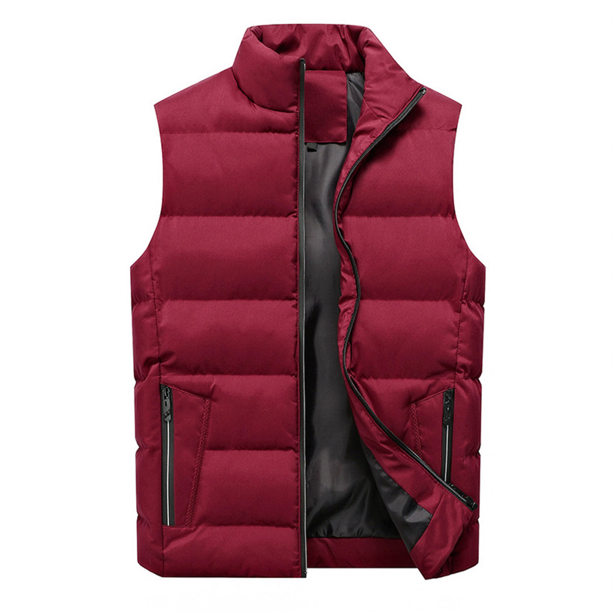 Men's solid color stand collar vest red