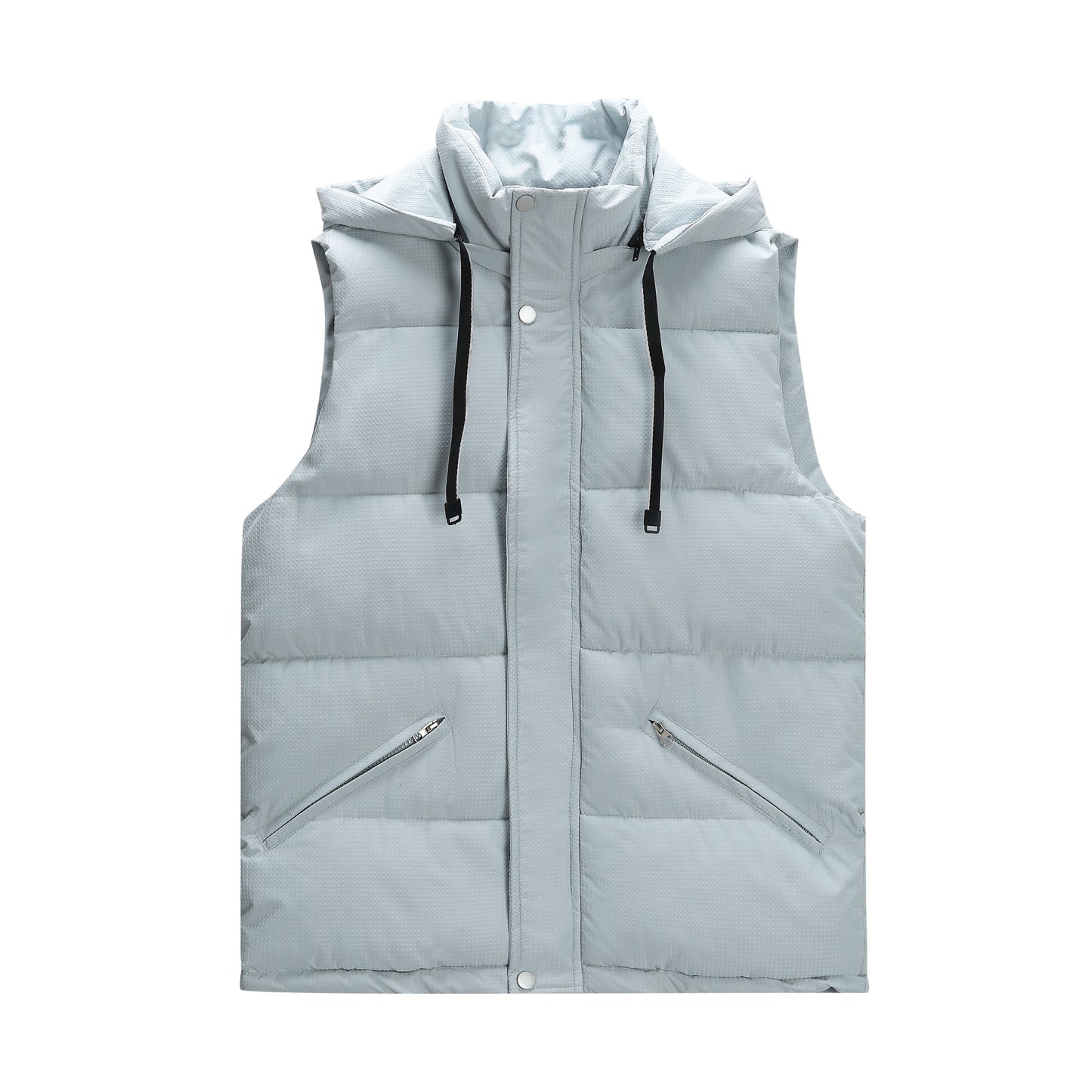 Men's solid color hooded vest in light blue
