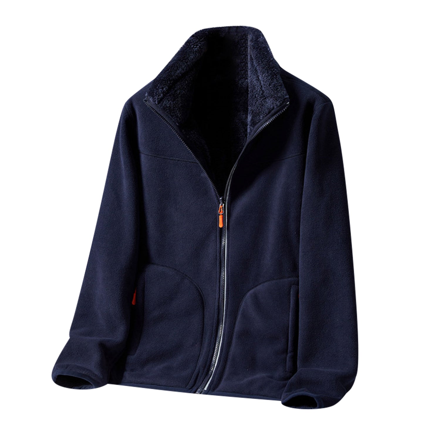 Men's solid color stand-up collar jacket dark blue