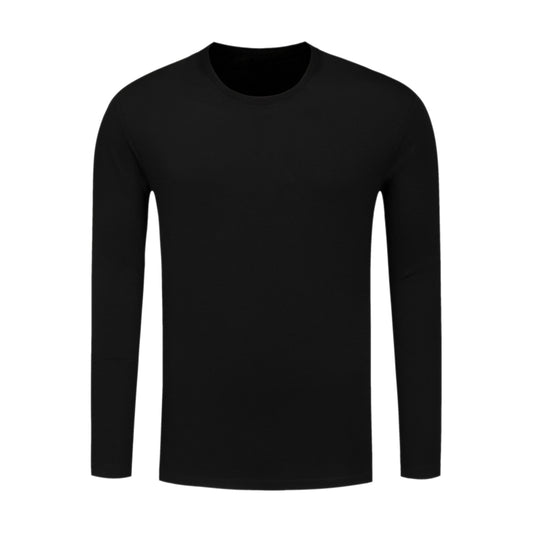 Men's Solid Color Round Neck Long Sleeve T-Shirt White