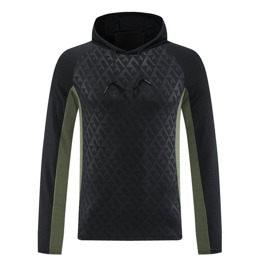 Men's hooded colorblock sports sweatshirt black