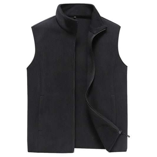Men's solid color stand up collar vest black