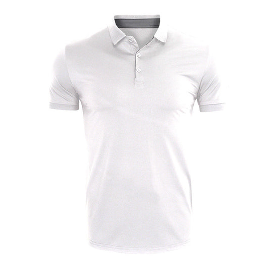 Men's casual quick drying short sleeved POO collar T-shirt white US size