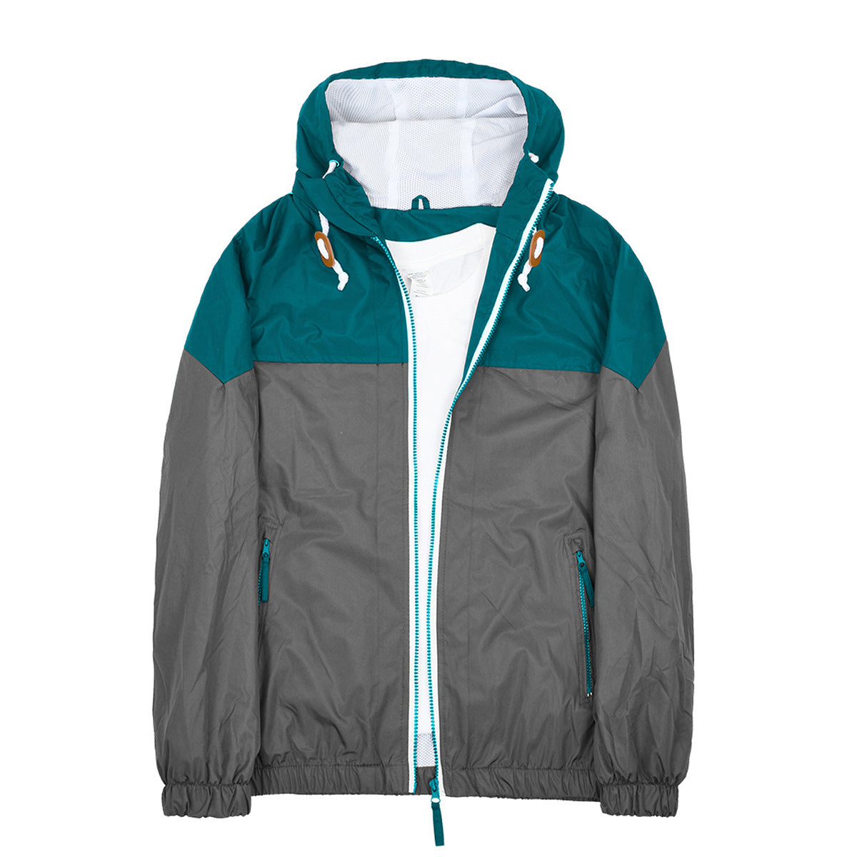 Men's quilted hooded zippered baggy waterproof jacket green