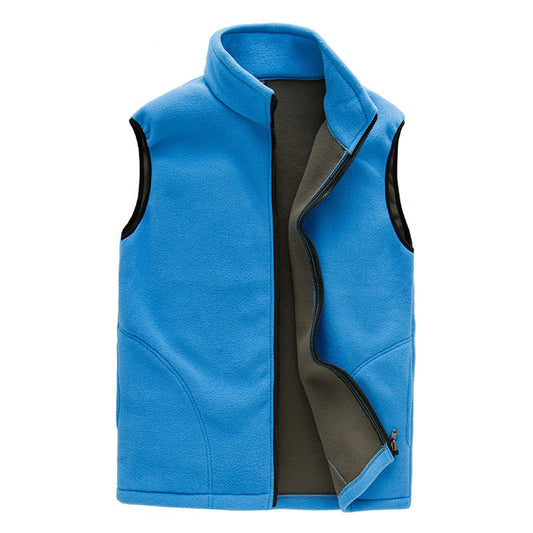 Men's solid color zipper vest in sky blue