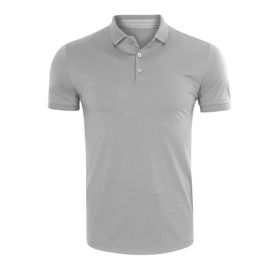 Men's casual quick drying short sleeved POO collar T-shirt gray US size