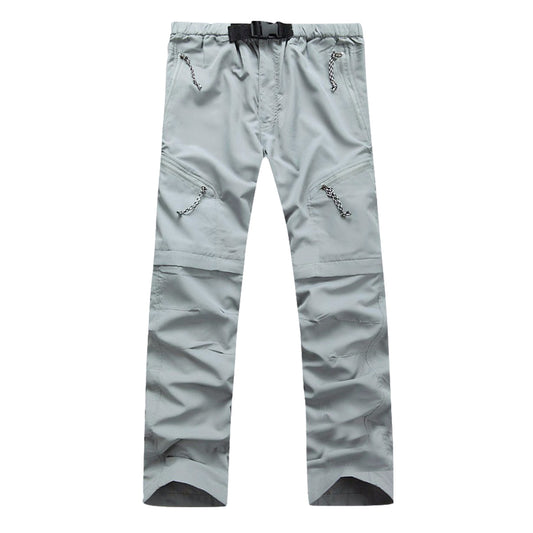 Men's solid color detachable quick drying sports casual pants light gray