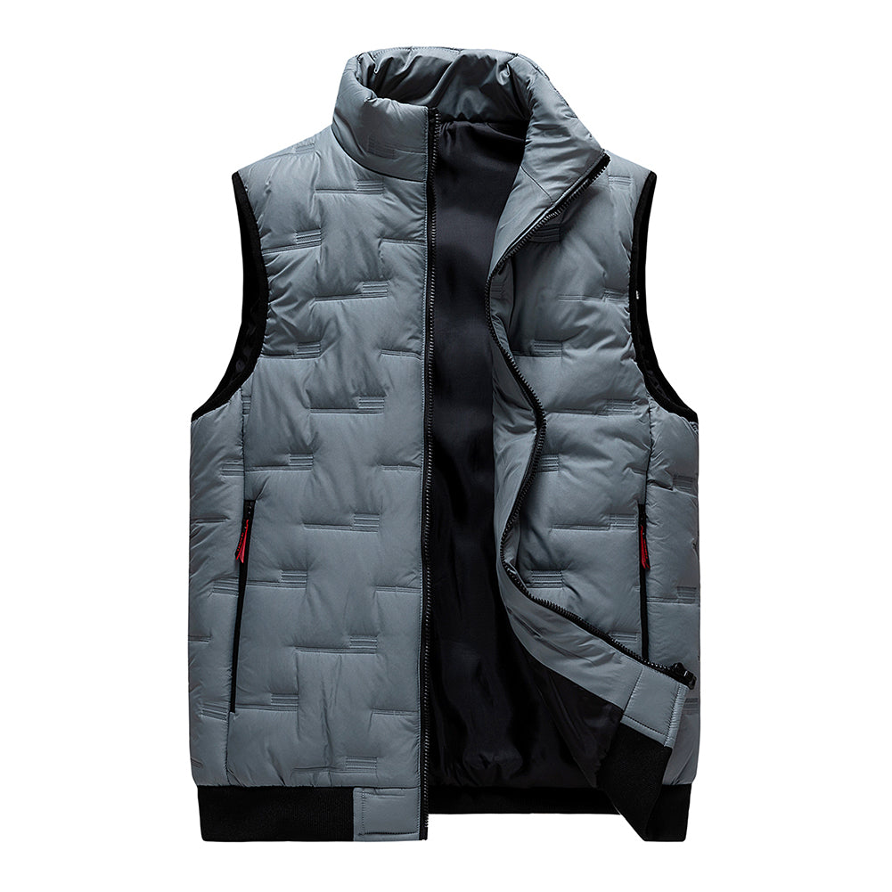 Men's solid color stand collar vest gray