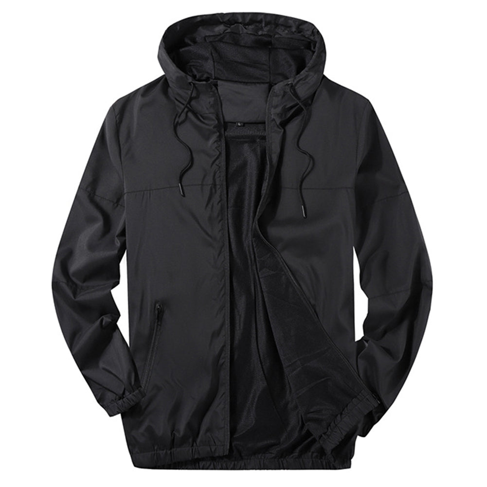 Men's hooded drawstring jacket all black