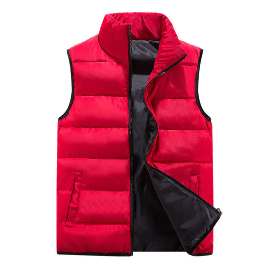 Men's solid color stand collar large size vest red