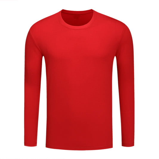 Men's Solid Color Round Neck Long Sleeve T-Shirt Black