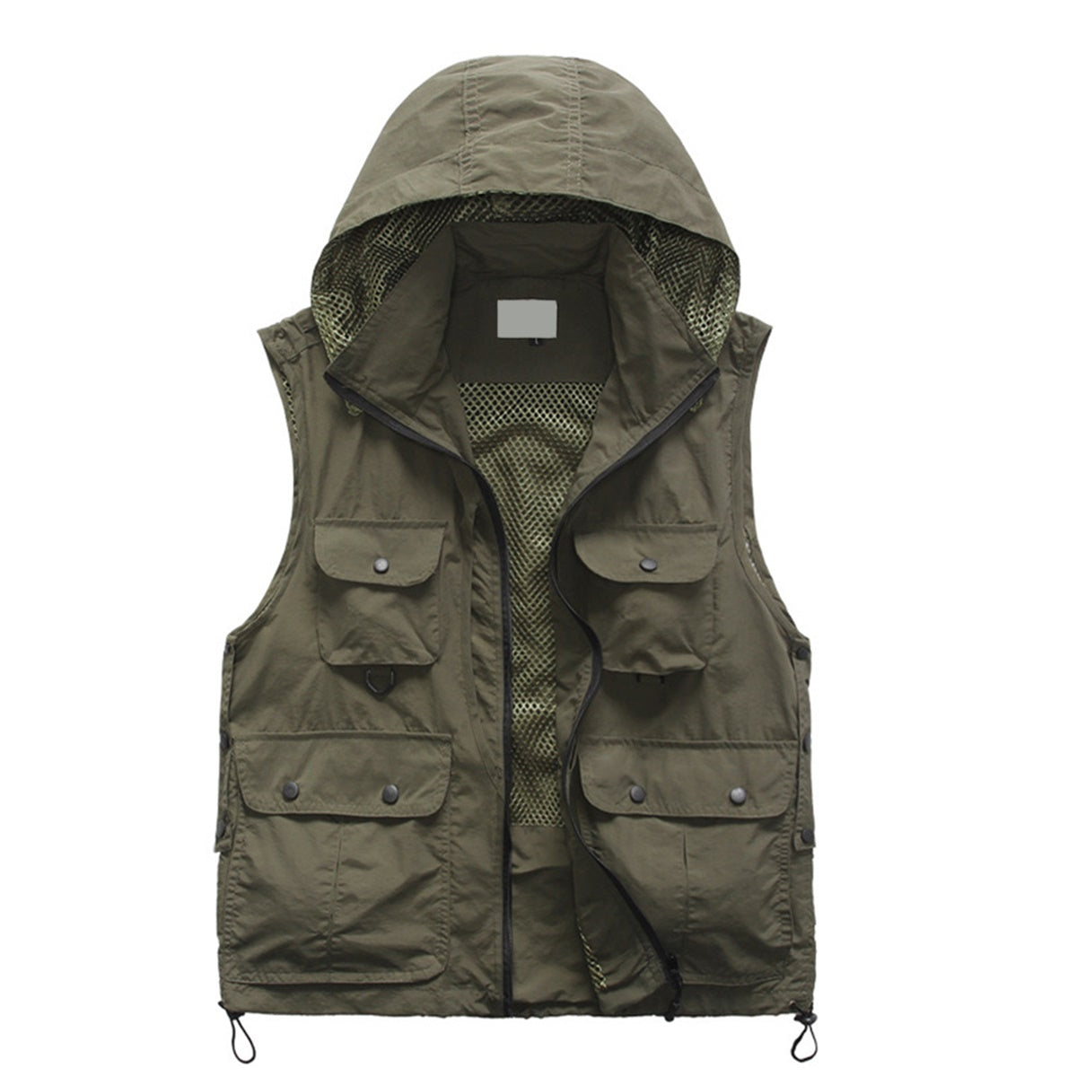 YOUTHUP Men's Solid Color Hooded Multi-pocket Casual Vest