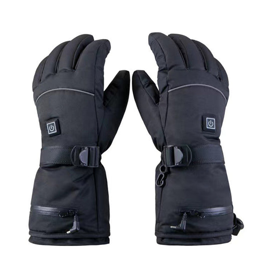 Men's heated thick solid color cycling gloves black