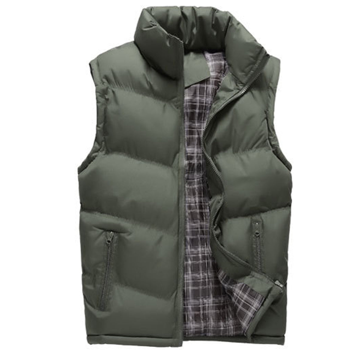 Men's extra-thick down cotton waistcoat army green