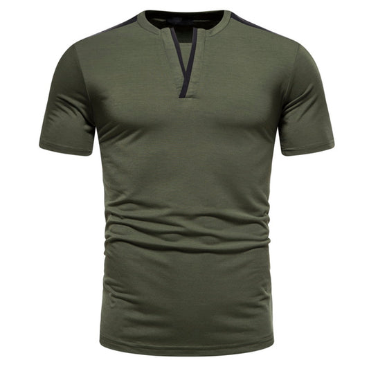 Men's Solid Color Round Neck Short Sleeve T-Shirt Black
