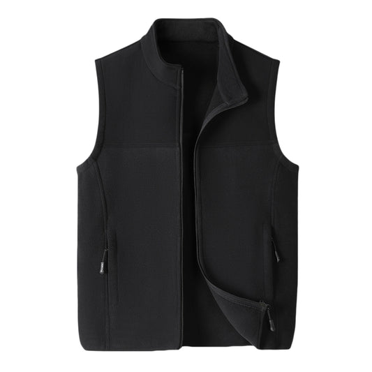 Men's solid color stand up collar vest black