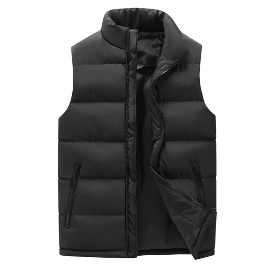 Men's stand collar solid color loose vest black