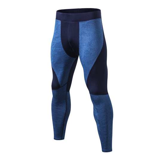 Men's camouflage splicing quick drying sports pants sea blue camouflage