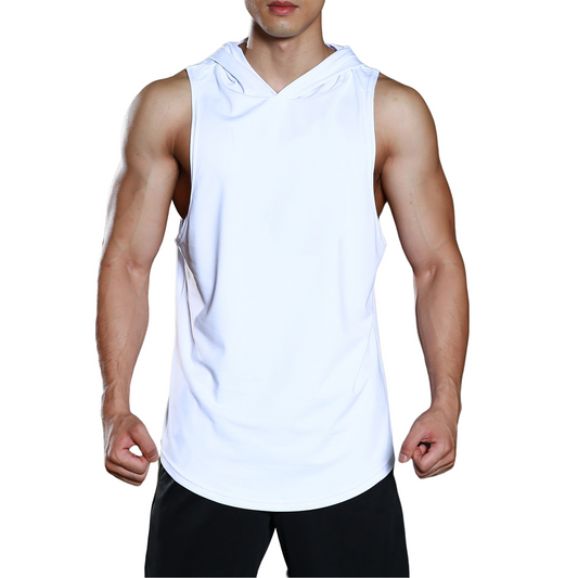 Men's solid color hooded casual vest B660 white