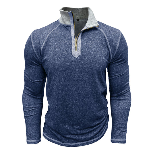 Men's button-down zip t-shirt jeans blue