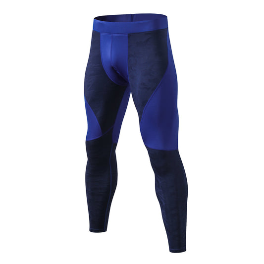 Men's camouflage splicing quick drying sports pants with navy blue camouflage
